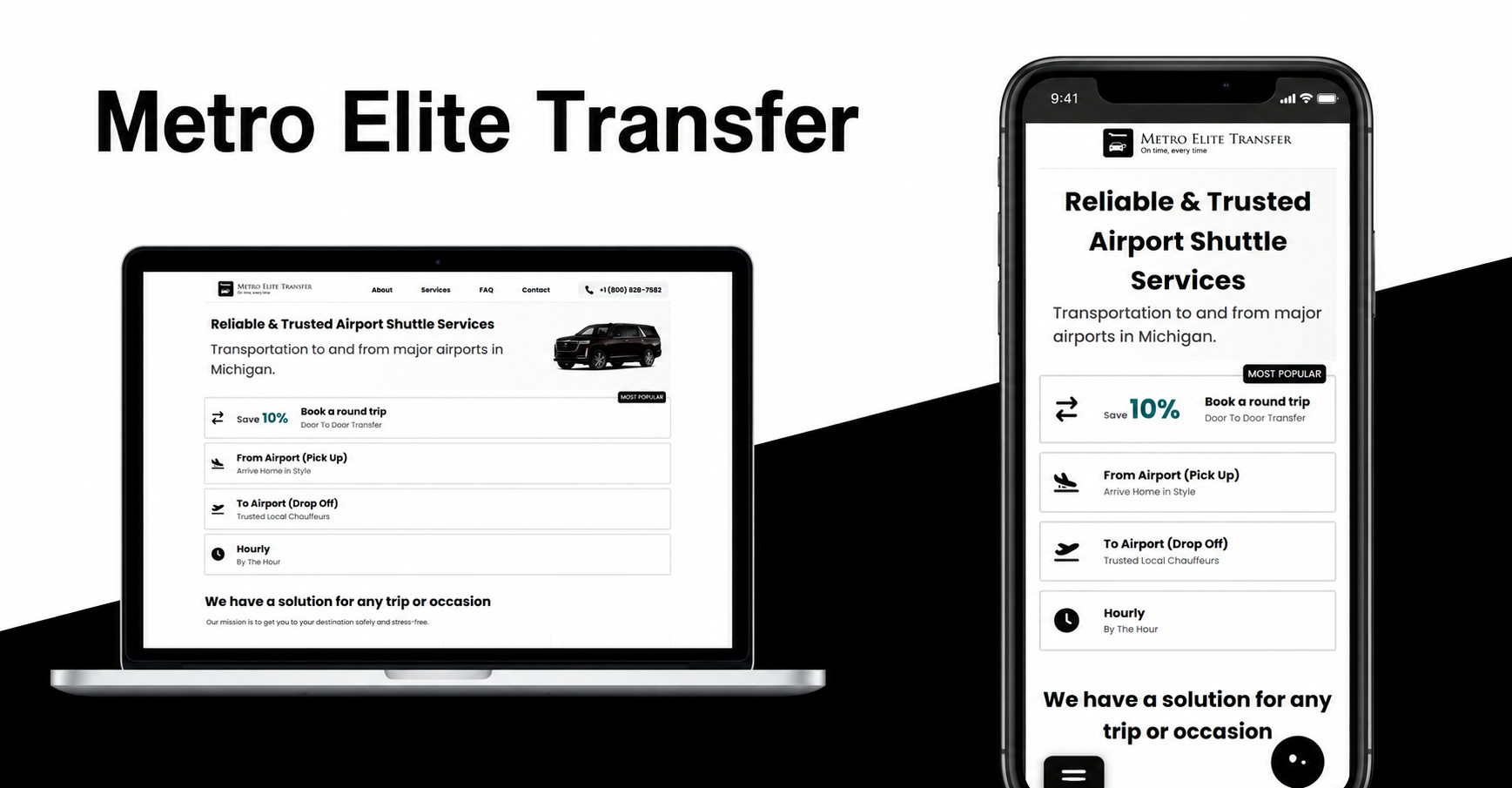Metro Elite Transfer luxury chauffeur and city transportation booking platform